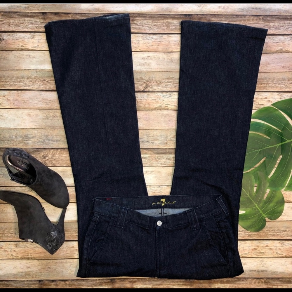 7 For All Mankind Dark Wash Wide Leg Trouser Jeans